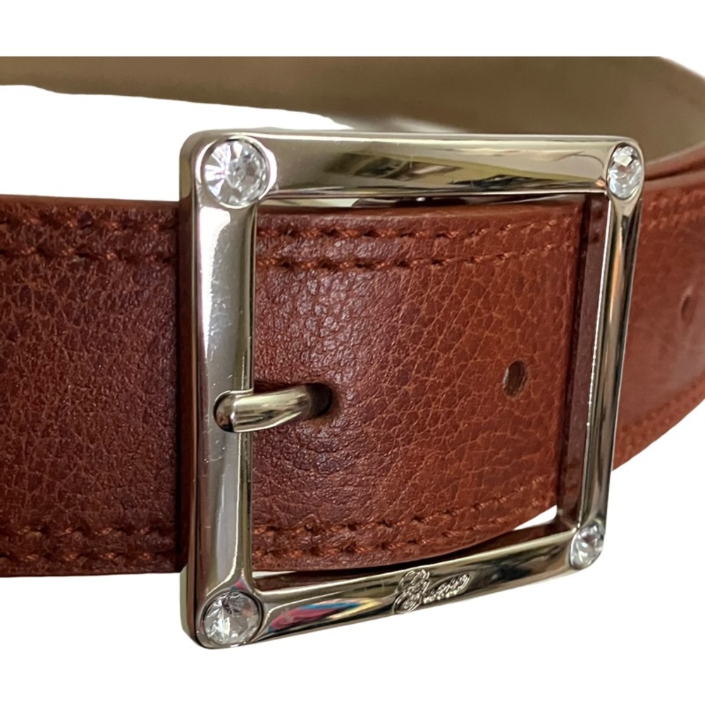 NWT GUESS Womens Brown Leather Belt Rhinestone Buckle X-Large Glam Western Y2k